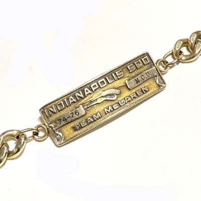 Lot 214 - Motorsport interest: Indianapolis 500, Team McLaren 1974-1976 identity bracelet