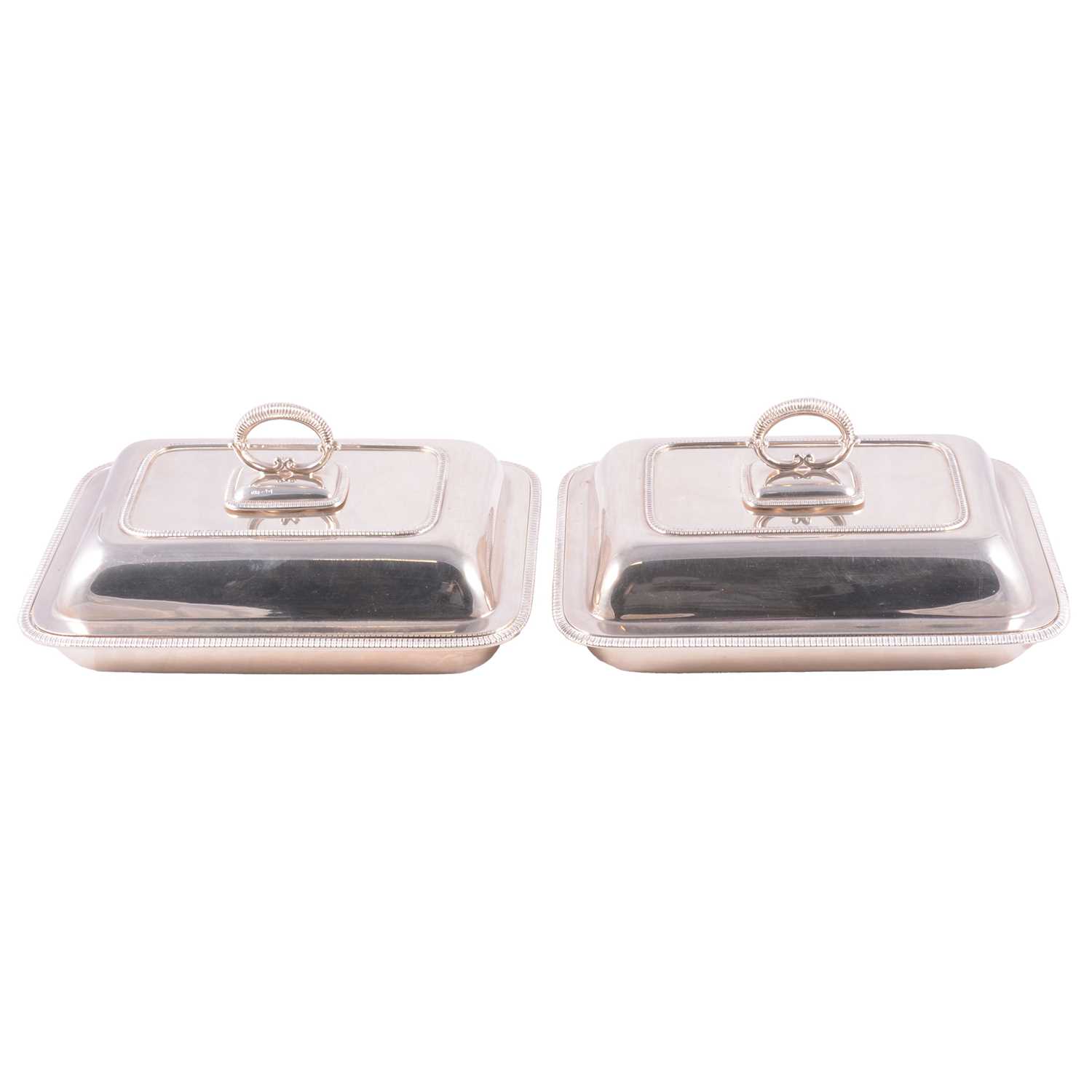 Lot 140 - Pair of silver entree dishes