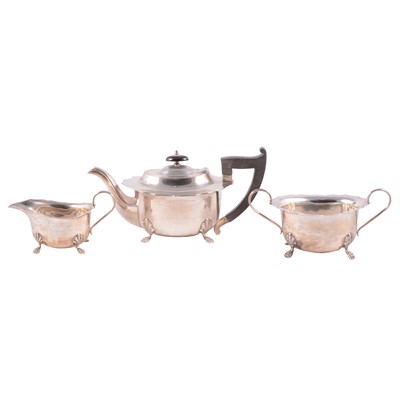 Lot 144 - Silver three piece teaset