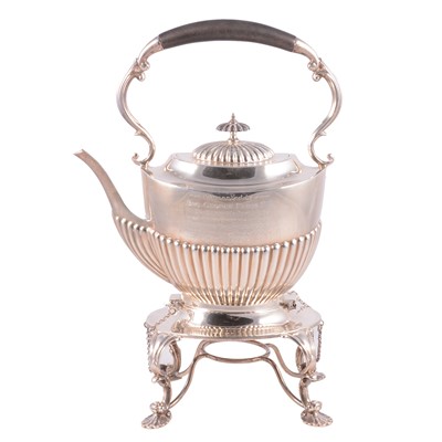 Lot 145 - Silver spirit kettle on stand
