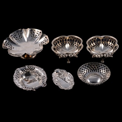Lot 151 - Pair of silver bonbon dishes and others
