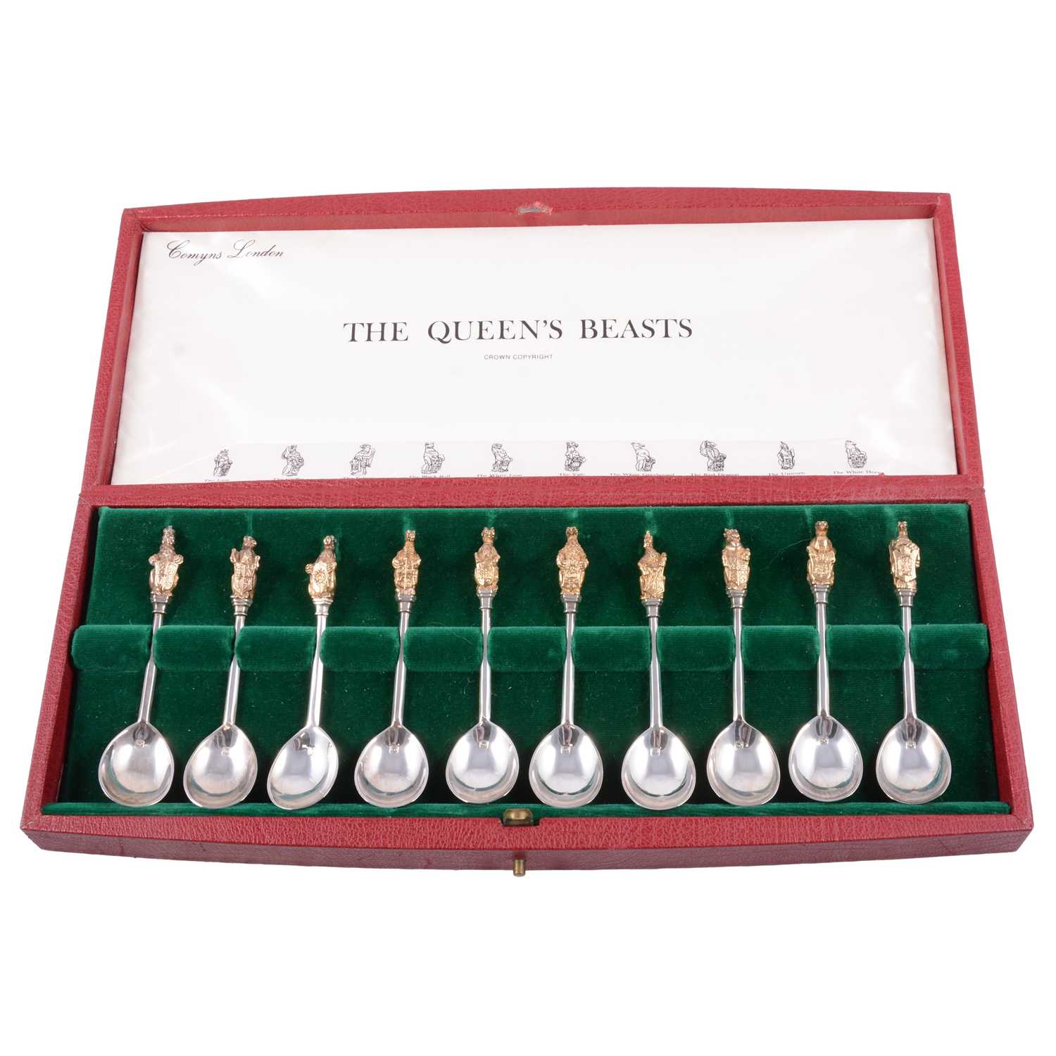 Lot 152 - Set of ten silver and gilt The Queen's Beasts spoons