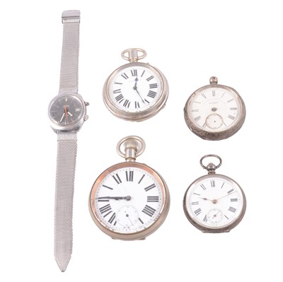Lot 190 - Omega wristwatch, pocket watch movements, parts, silver cases, as found.