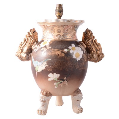 Lot 54 - Satsuma pottery vase converted to a lamp base