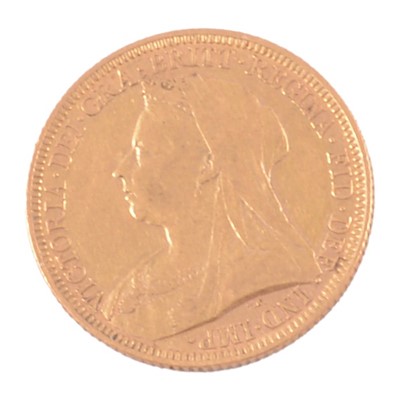 Lot 137 - A Gold Full Sovereign Coin, Victoria Veiled Head 1894, Melbourne Mint.