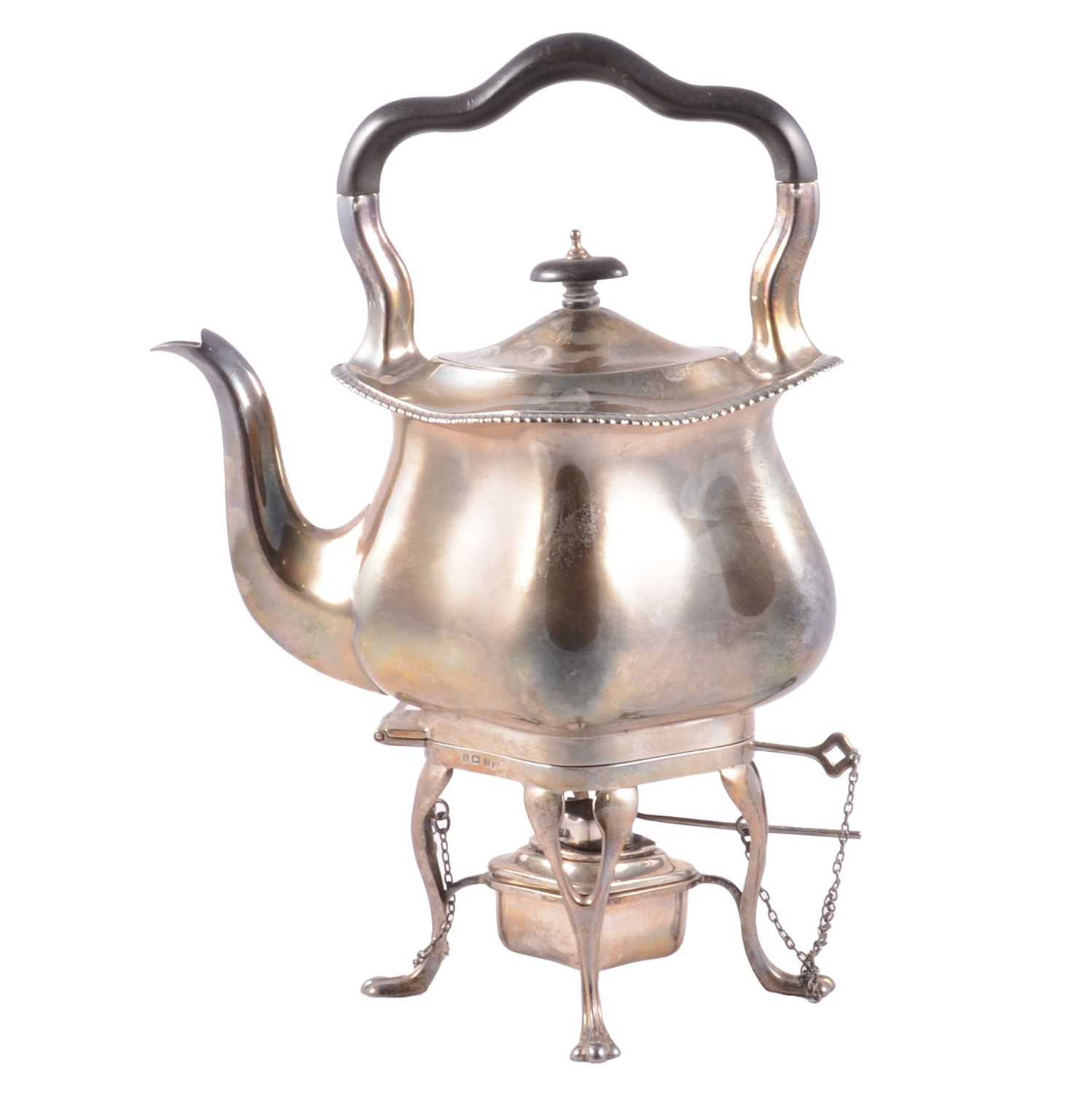 Lot 167 - Silver spirit kettle on stand