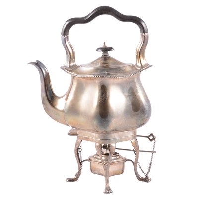 Lot 167 - Silver spirit kettle on stand