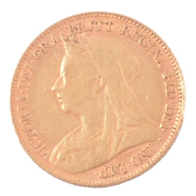 Lot 146 - A Gold Half Sovereign Coin, Victoria Veiled Head 1897.