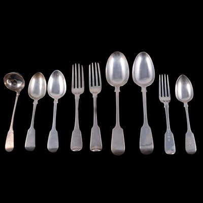 Lot 326 - Quantity of silver flatware, Fiddle pattern