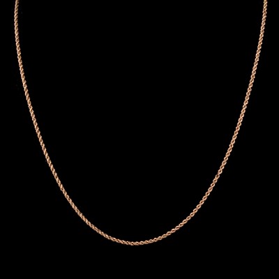 Lot 310 - A 9 carat yellow gold snakelink chain necklace, and a yellow metal rope link chain necklace.