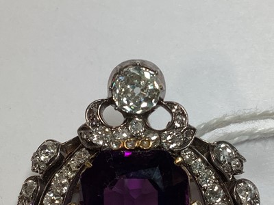 Lot 174 - A Victorian amethyst and diamond brooch.