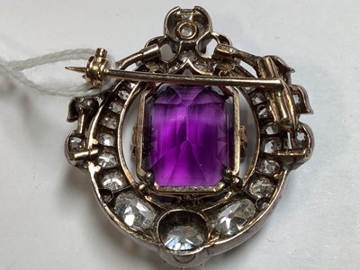 Lot 174 - A Victorian amethyst and diamond brooch.