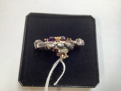 Lot 174 - A Victorian amethyst and diamond brooch.