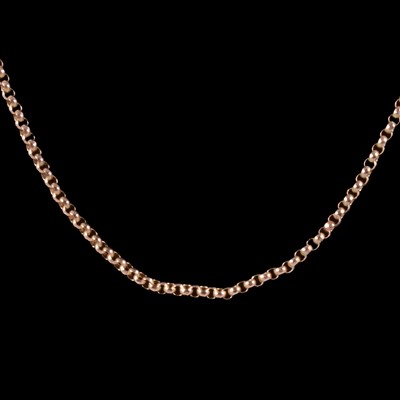 Lot 307 - A yellow metal faceted belcher link chain necklace.