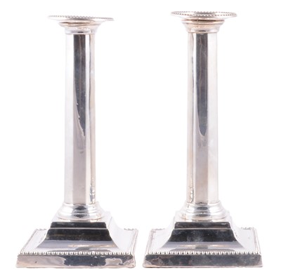 Lot 181 - Pair of silver candlesticks
