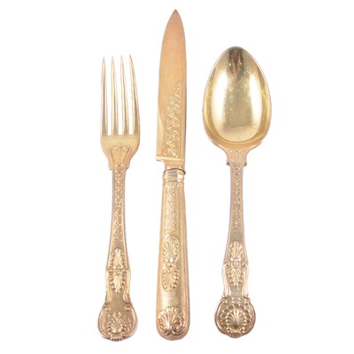 Lot 186 - Silver gilt three piece cutlery set