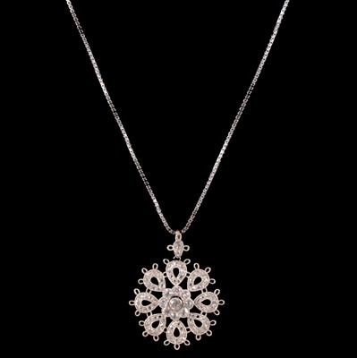 Lot 251 - A diamond set pendant, and two 18 carat white gold chains.