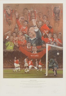 Lot 172a - Stephen Doig, limited edition Manchester United print 'Treble Winners'