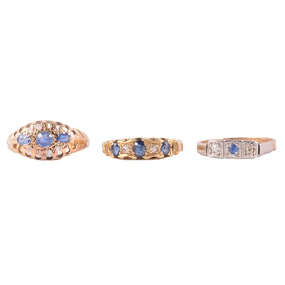Lot 43A - Three sapphire and diamond rings.
