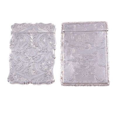 Lot 467 - Two Victorian silver card cases.