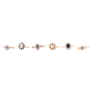 Lot 57 - Six sapphire rings.