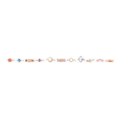 Lot 64 - Eleven rings, topaz and diamond, pearl and diamond, and others.