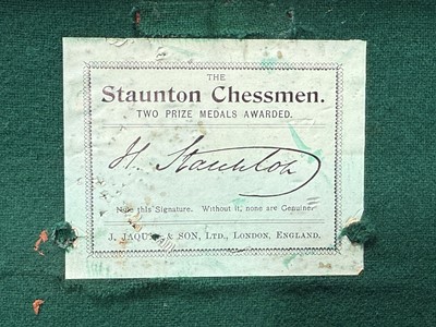 Lot 102 - J Jaques, The Staunton Chessmen, tournament set