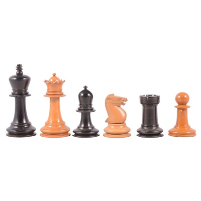 Lot 98 - Staunton pattern chess set, Small Club size