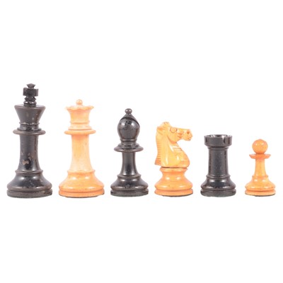 Lot 97 - English Staunton chess set, John Jaques & Son, and a board