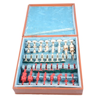 Lot 86 - 19th Century German bone chess set, Selenus pattern