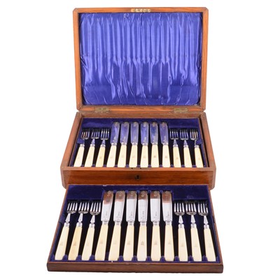 Lot 136 - Set of eighteen silver bladed fish knives and forks
