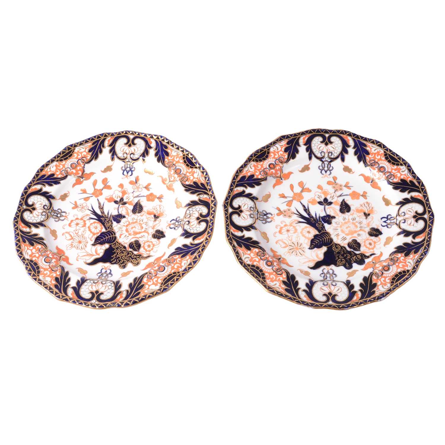 Lot 34 - Twelve Derby Crown Porcelain dessert plates