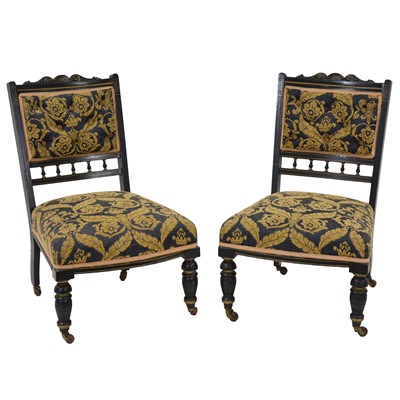 Lot 460 - Pair of Victorian ebonised nursing chairs