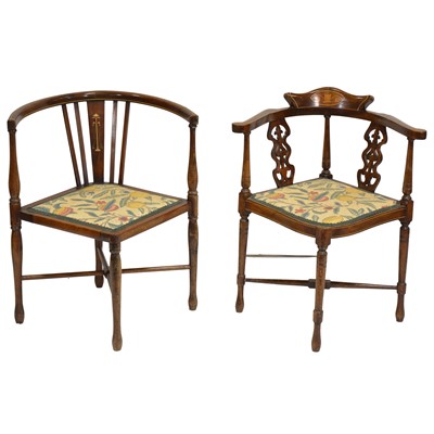 Lot 326 - Two Edwardian corner chairs