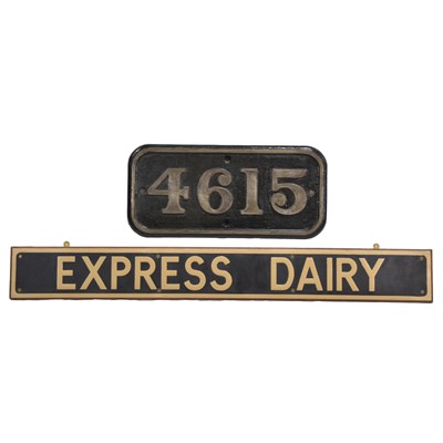 Lot 155 - Railways; GWR cast iron number plate and a tank plate