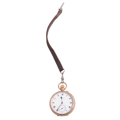 Lot 1102 - J W Benson - a 9 carat yellow gold open face pocket watch.
