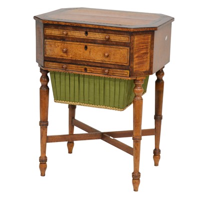 Lot 482 - Victorian mahogany and birdseye walnut sewing table