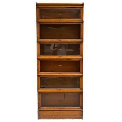 Lot 307 - Oak six-heights sectional bookcase, Globe Wernicke