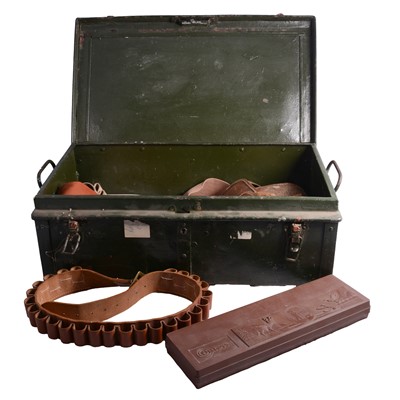 Lot 119 - Ammunition box and sundries