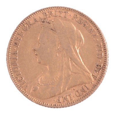 Lot 274 - Gold Full Sovereign Coin, Victoria Veiled Head 1900.
