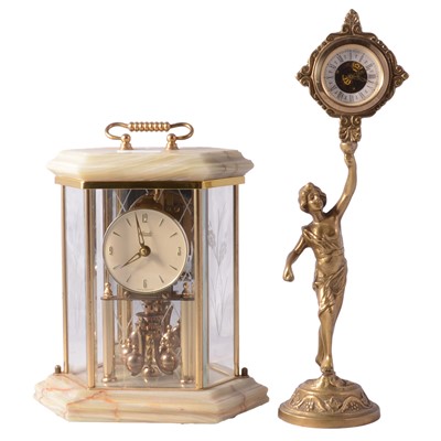 Lot 108 - Onyx cased clock, French spelter mounted clock and others