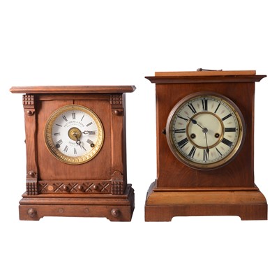 Lot 115 - Two walnut shelf clocks