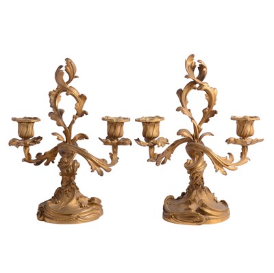 Lot 97 - Pair of French ormolu candelabra