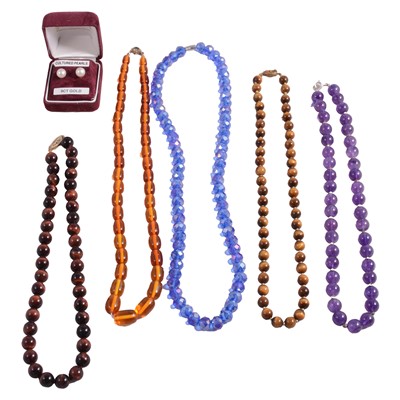 Lot 317A - A collection of cultured and simulated pearls, gemset bead necklaces.