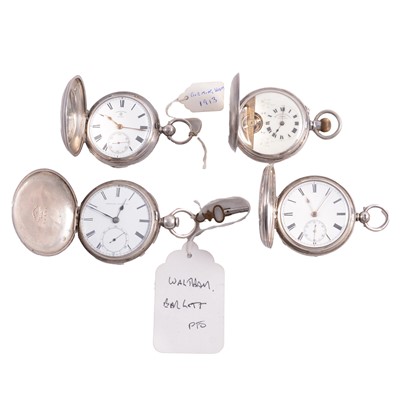 Lot 1152 - Four silver hunter cased pocket watches