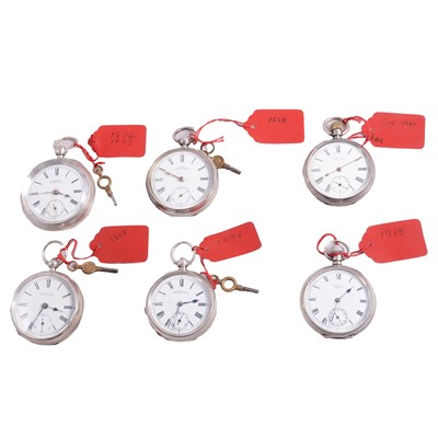 Lot 1150 - Waltham - six silver cased pocket watches