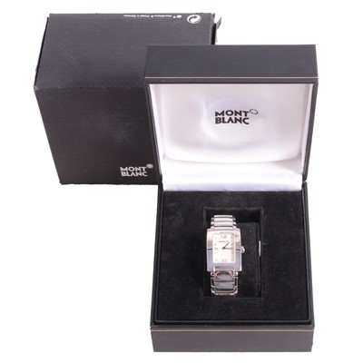 Lot 441 - Montblanc - a lady's Profile Elegance stainless steel quartz wristwatch.