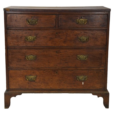 Lot 391 - George III oak chest of drawers