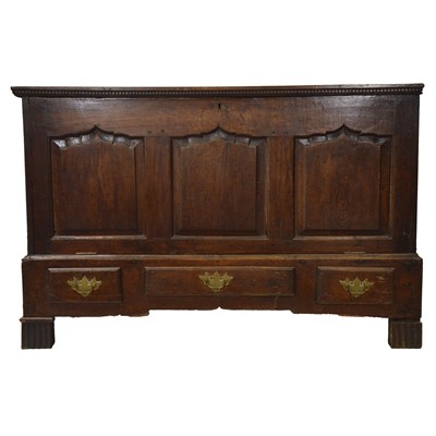 Lot 481 - Joined oak mule chest, 18th Century