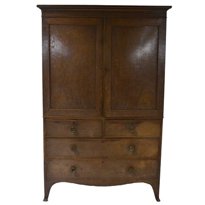 Lot 427 - George III mahogany linen press